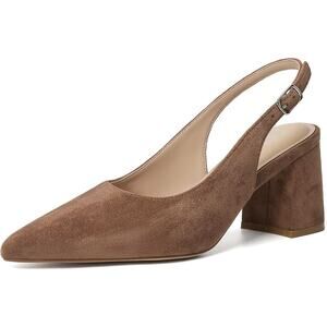 Mostrin Womens 10 Brown Suede 3" Heels Closed Pointed Toe Buckle Strap Shoes